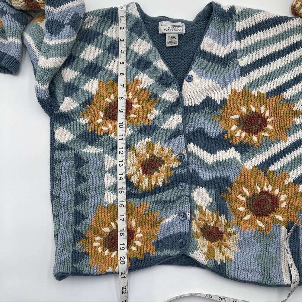 Vtg Import Workshop Sunflower Cardigan Sweater Chunky Knit Women’s Large - Picture 10 of 12